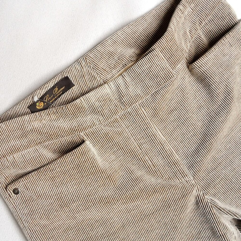 NWT$750 LORO PIANA Two-tone Ribbed Cotton-Corduroy Straight-Leg Dress Pants 40